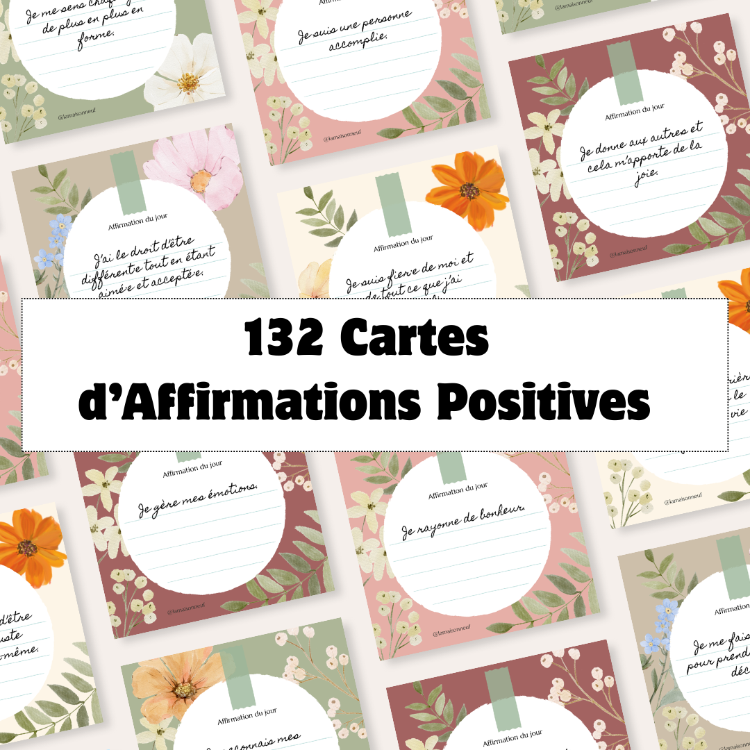 Affirmations positives – 132 cartes inspirantes à imprimer (PDF)