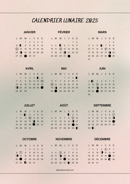 Calendrier Lunaire 2025 (Gratuit)