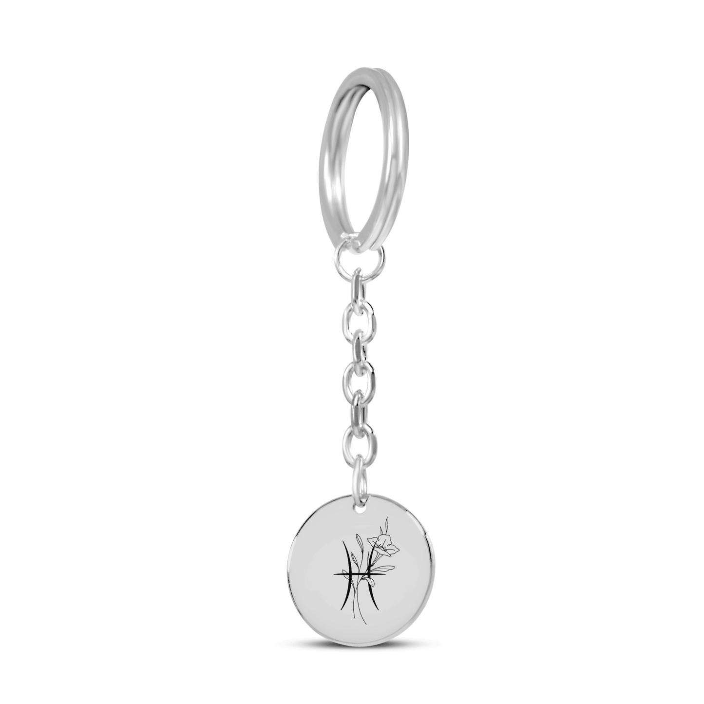 Porte-Clés Signe Astrologique avec Fleur de Naissance